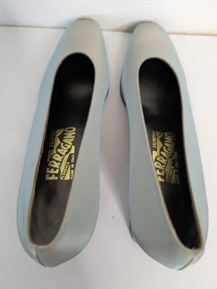 Salvatore‎ Ferragamo Nella Neoprene Nylon Pumps Blue Green Metallic Size 10 Work